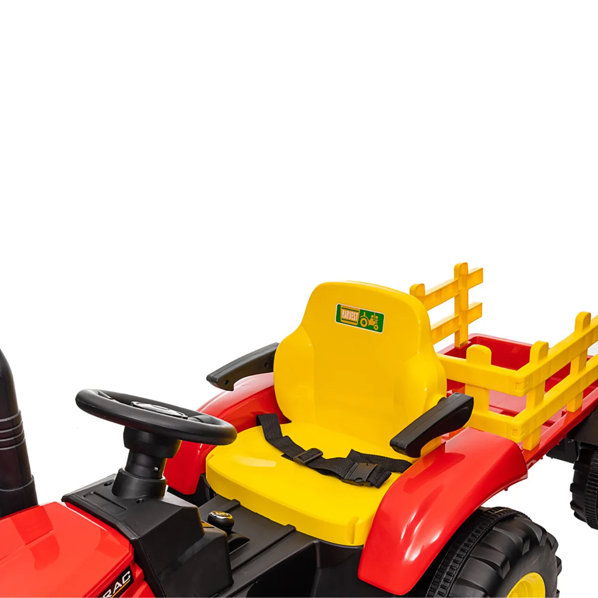 Tractor Electric cu Telecomandă pentru Copii KIDOO, cu Remorcă și Gard, Far, Sunet Motor, Claxon, MP3/USB – 3-6 Ani