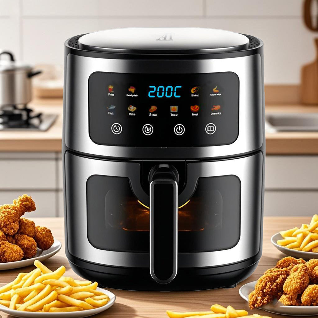 Friteuză cu Aer Cald AT PERFORMANCE® 8L, 10 Programe Smart, 2800W, Panou Tactil, Circulație 3D Aer Fierbinte, Teflon Non-Stick + 100 Bucăți Hârtie de Copt CADOU