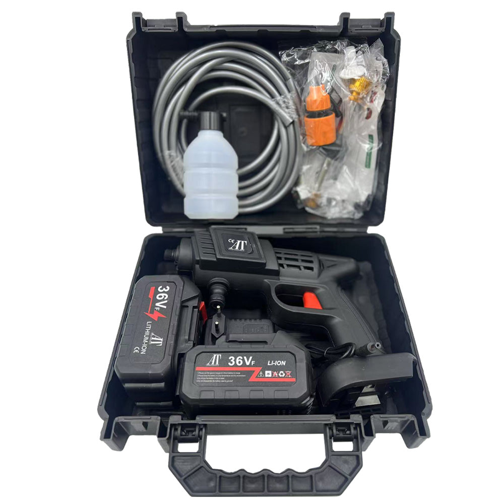 Pistol de spălat cu presiune AT PERFORMANCE® 36V, cu 2X acumulator, 25 bari, 240 l/h, mobil, multifuncțional, cu accesorii