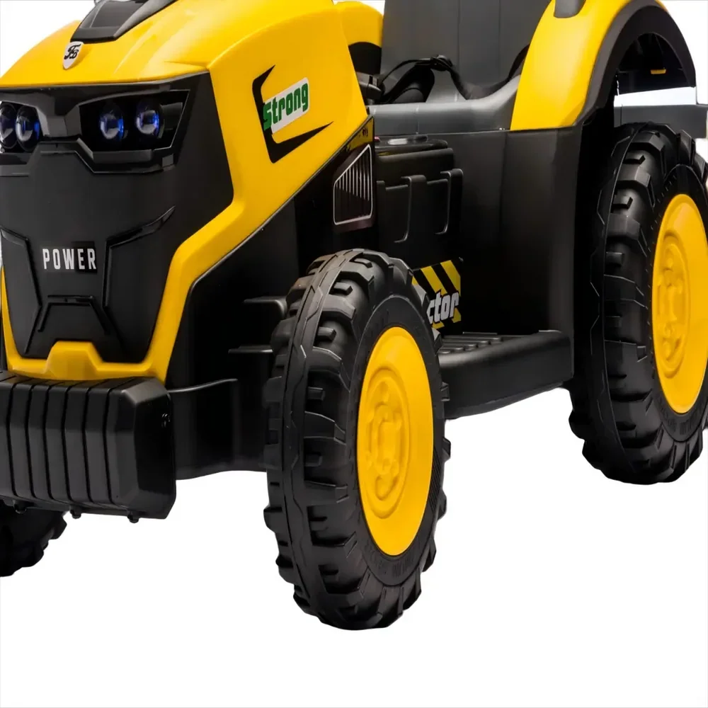 Tractor Electric KIDOO pentru Copii cu Telecomandă 2.4G, Remorcă Detașabilă, 12V 4.5Ah, 2 Motoare 380, Lumini LED, Muzică, Centură de Siguranță
