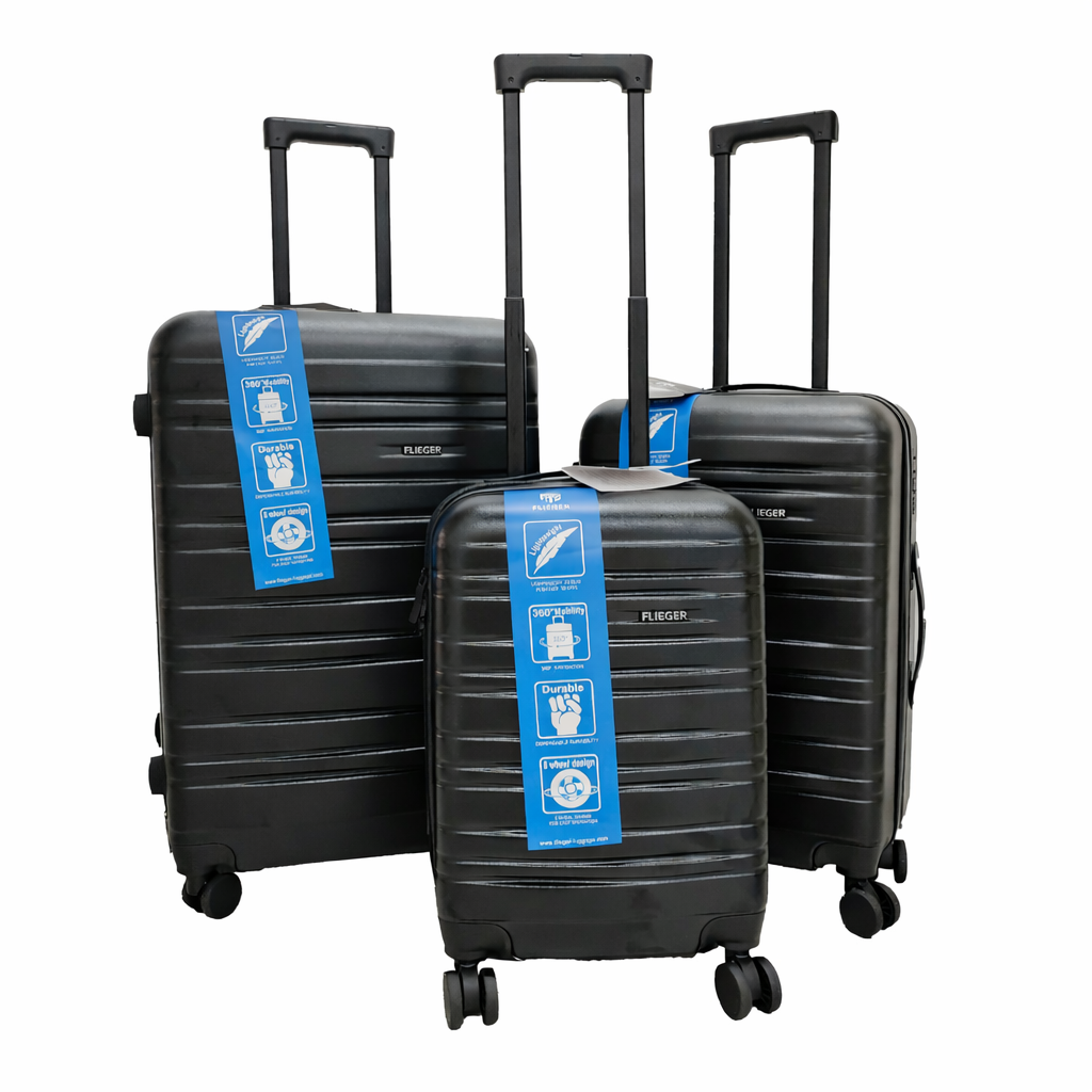 Set 3 Valize Rigide ABS cu Roți 360° – Mare 73 cm, Medie 65 cm, Cabină 55 cm