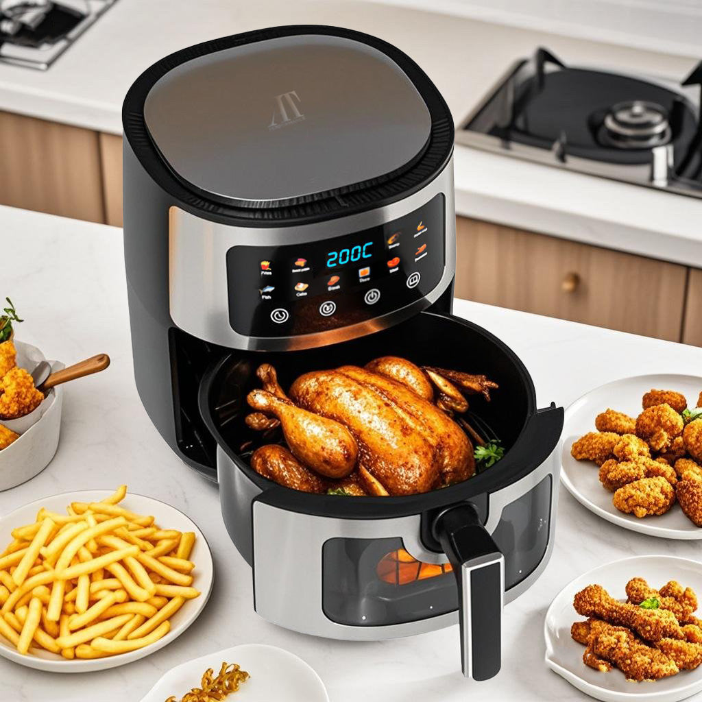 Friteuză cu Aer Cald AT PERFORMANCE® 8L, 10 Programe Smart, 2800W, Panou Tactil, Circulație 3D Aer Fierbinte, Teflon Non-Stick + 100 Bucăți Hârtie de Copt CADOU