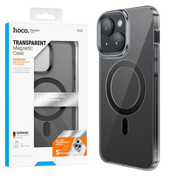 Husa Hoco (AS3) pentru iPhone 15, cu MagSafe, Magnet, Antidrop, GRAY