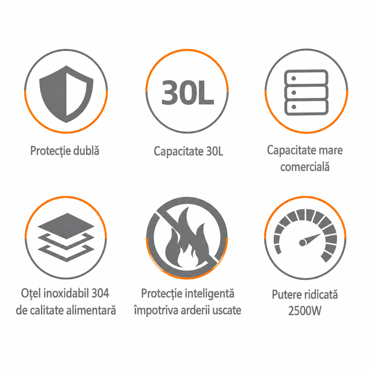Termos Electric Profesional HALEY HY-6930L, Capacitate 30L, Putere 2500W, Oțel Inoxidabil 304, Menținere Temperatură, Indicator Nivel Apă, Robinet pentru Servire