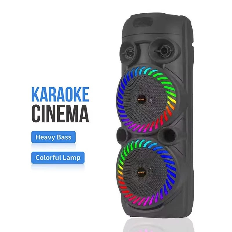 KOLAV-F2805 - Boxă portabilă 8" cu Bluetooth, TF, USB, FM, Microfon wireless și Woofer cu Lumină de Flacără