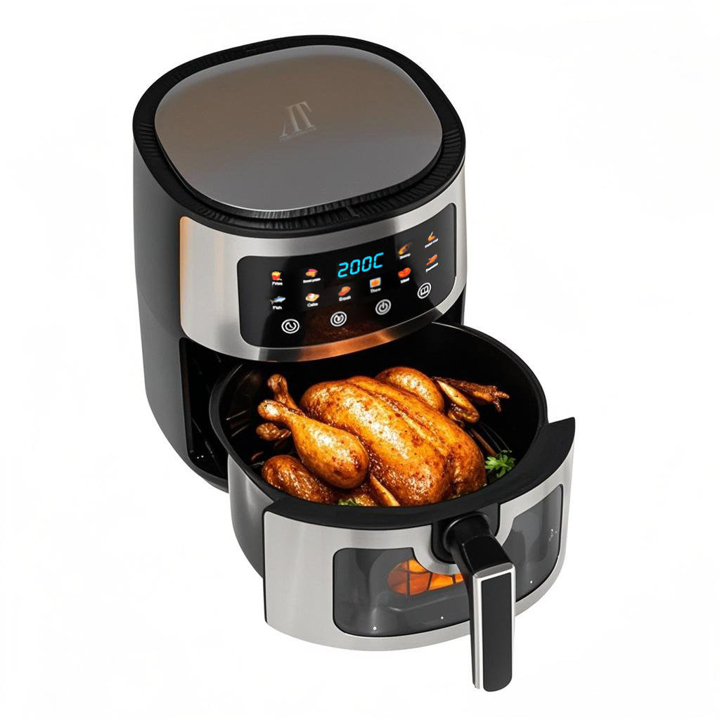 Friteuză cu Aer Cald AT PERFORMANCE® 8L, 10 Programe Smart, 2800W, Panou Tactil, Circulație 3D Aer Fierbinte, Teflon Non-Stick + 100 Bucăți Hârtie de Copt CADOU