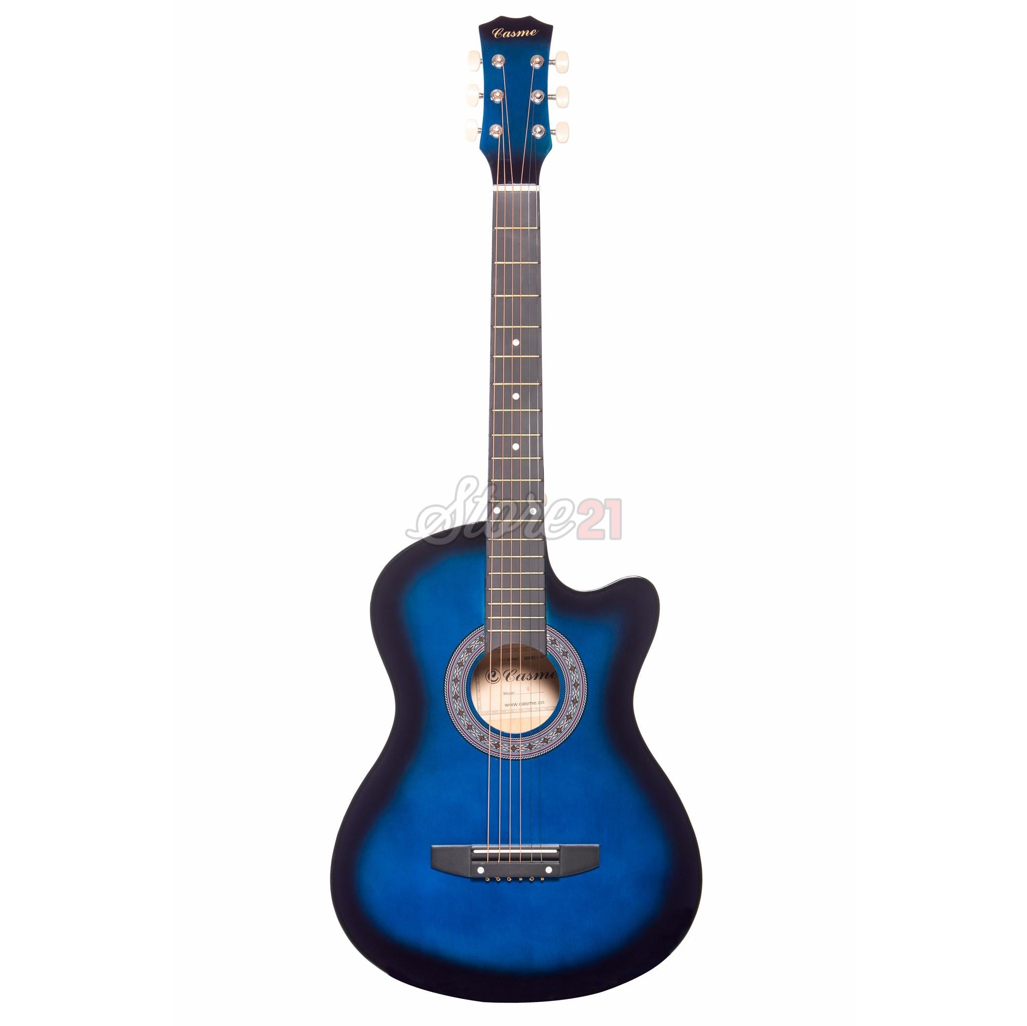 Chitara Acustica Albastra - 6 Corzi Metalice 4/4,Recomandata peste 11 ani, inclusiv adulti