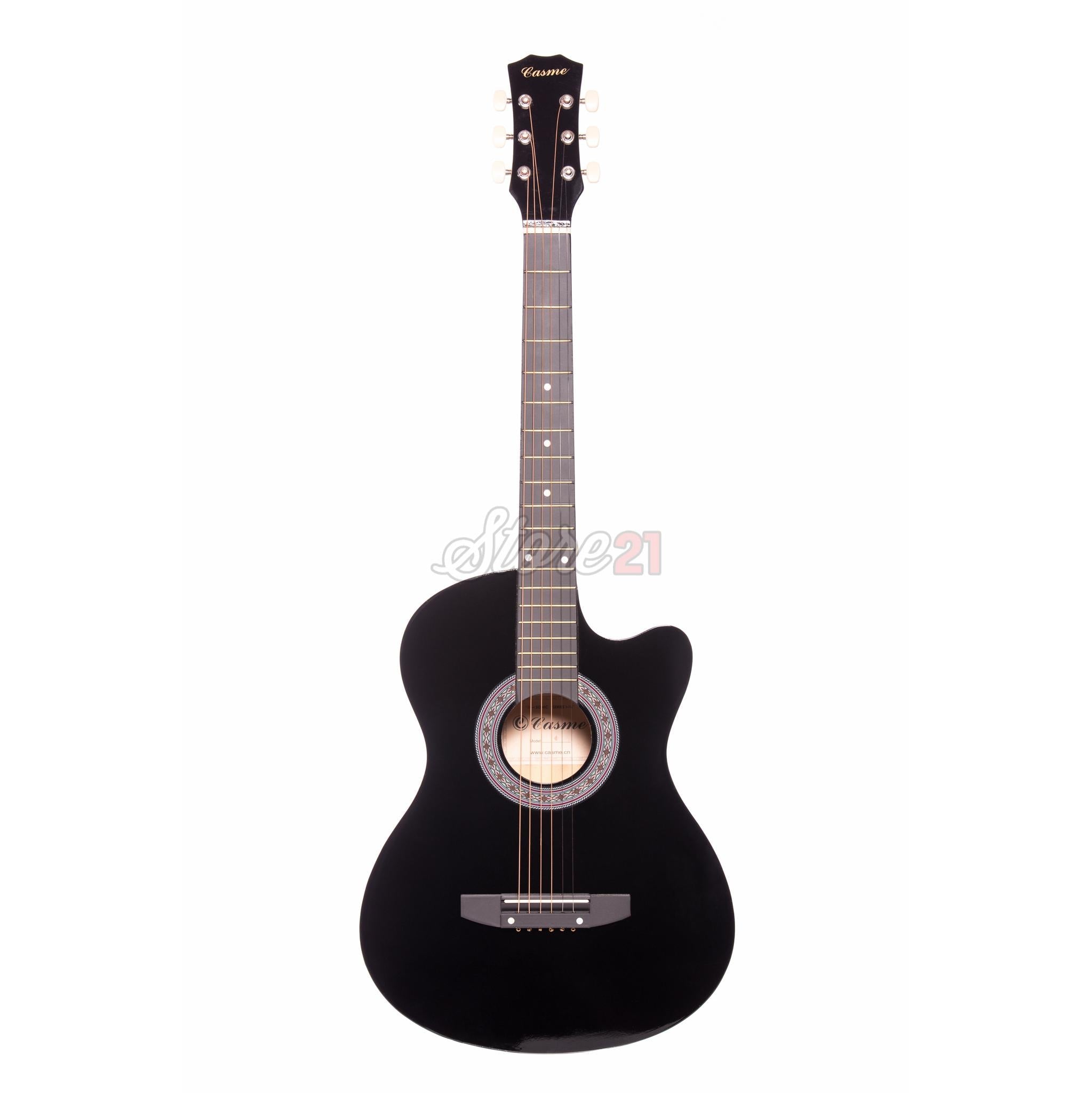Chitara Acustica Negru - 6 Corzi Metalice 4/4,Recomandata peste 11 ani, inclusiv adulti
