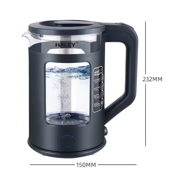 Fierbător de apă HALEY, 1800W, Portabil, din Sticlă de 2L, Oțel Inoxidabil