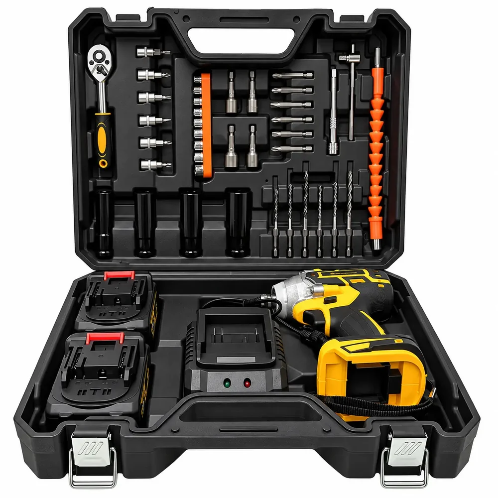 Trusa Mașină de Înșurubat cu Impact, Bormasina, AT PERFORMANCE®, 36V cu 2X Acumulator, 850Nm, 40 Accesorii, Albastru/Negru