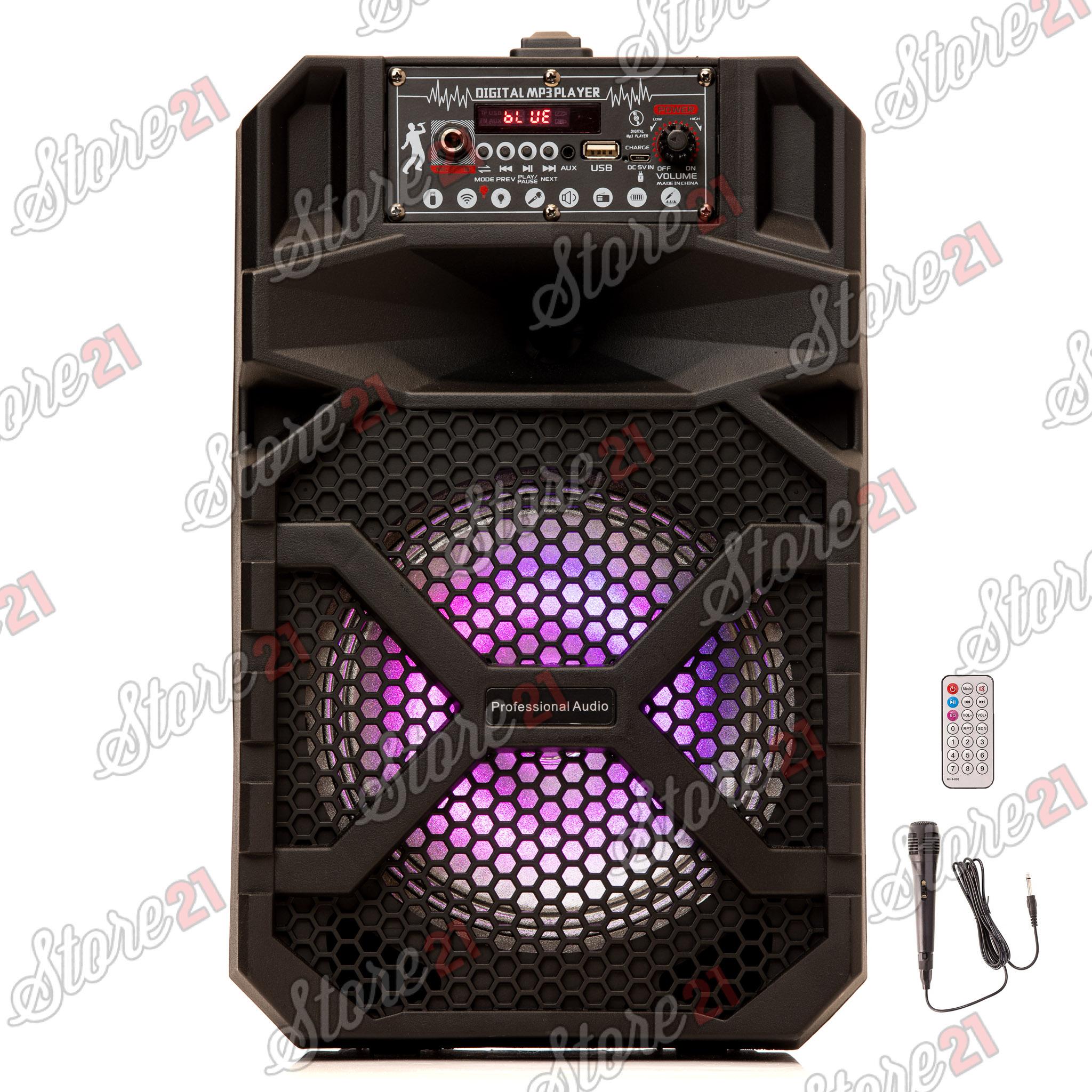 Boxa Activa Profesionala Portabila 200 W Troler 8 Inch ,Microfon , USB, Radio, Bluetooth,Telcomanda CADOU Bratara fitness