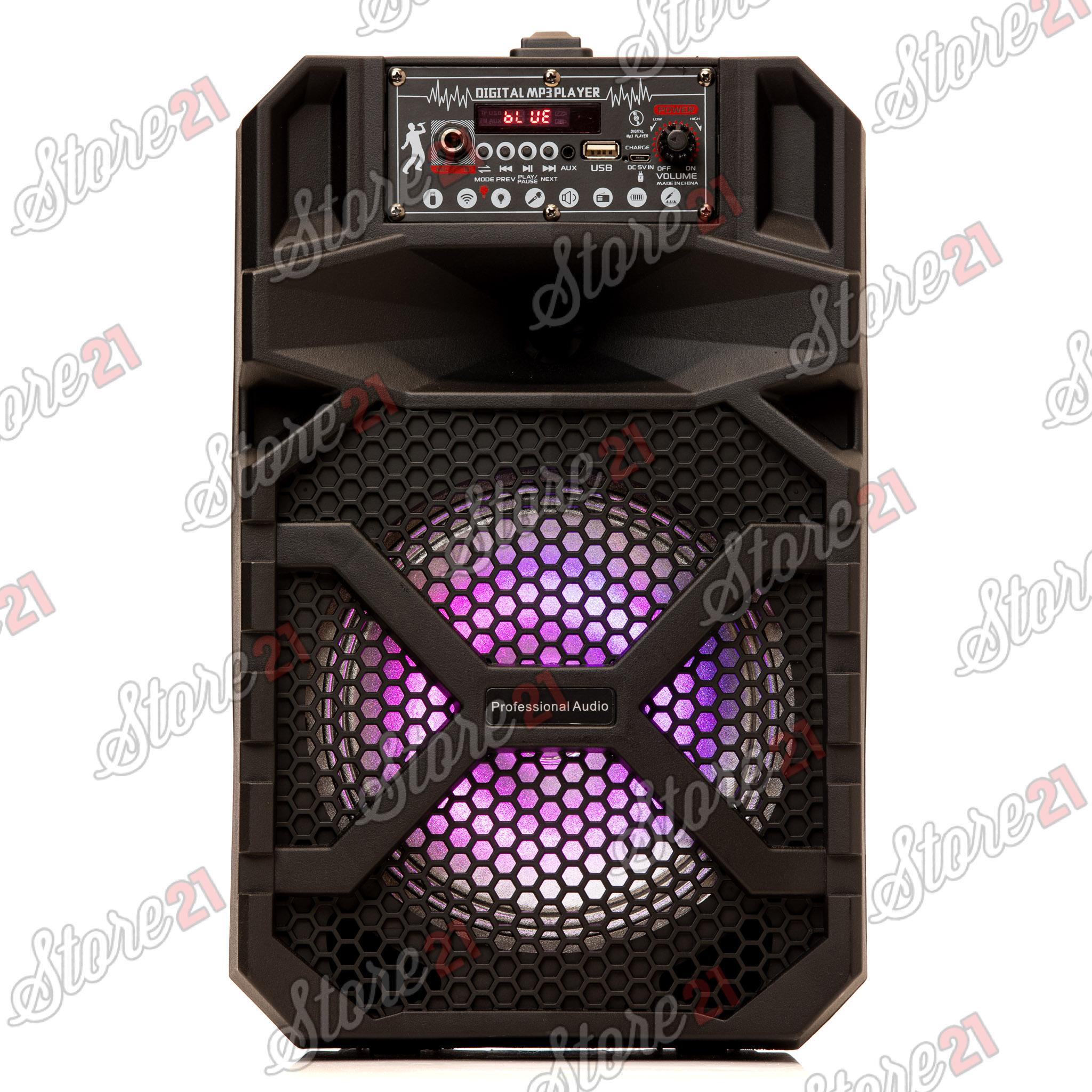 Boxa Activa Profesionala Portabila 200 W Troler 8 Inch ,Microfon , USB, Radio, Bluetooth,Telcomanda CADOU Bratara fitness