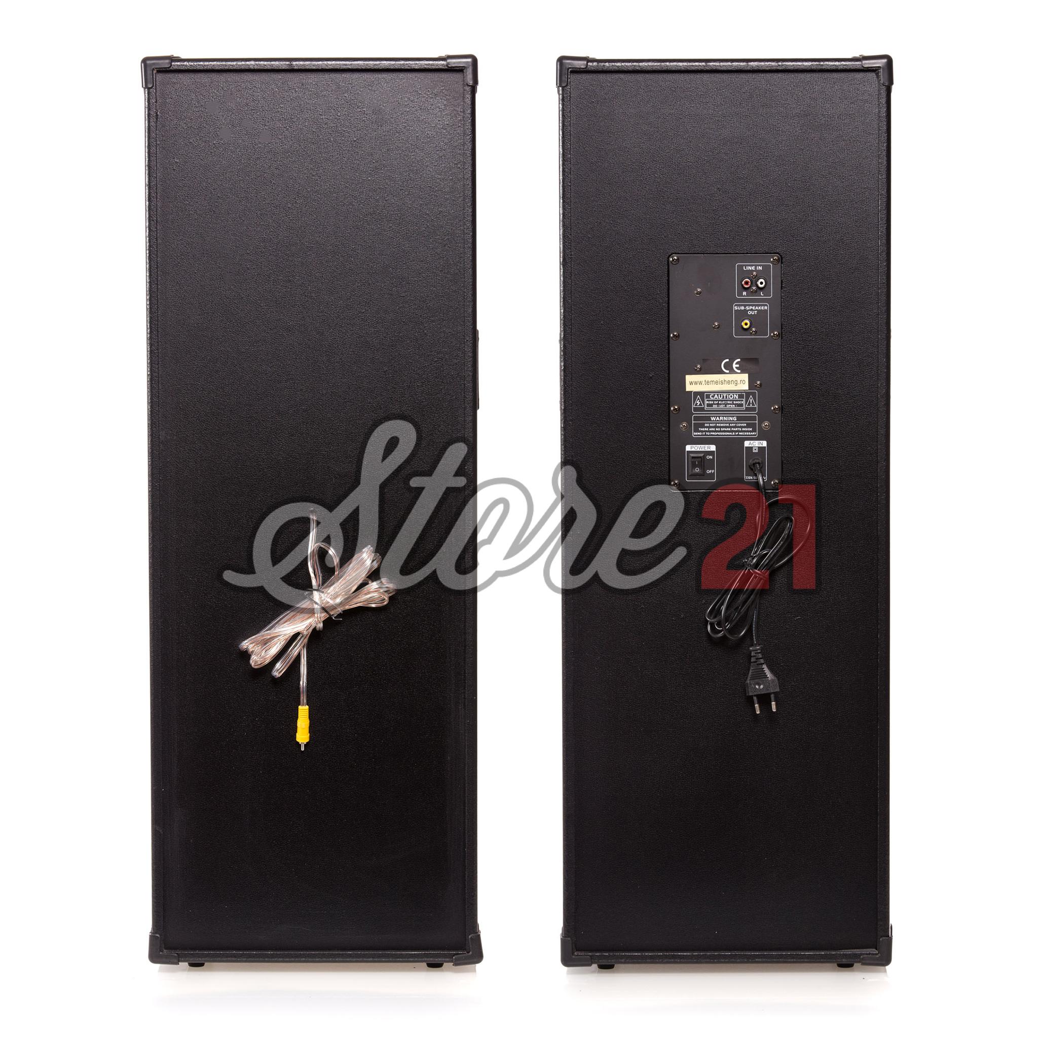 Set Boxe Active TEMEISHENG 2308 , 650W , Bluetooth ,Radio, Usb ,SD Card,Microfon Cu Fir