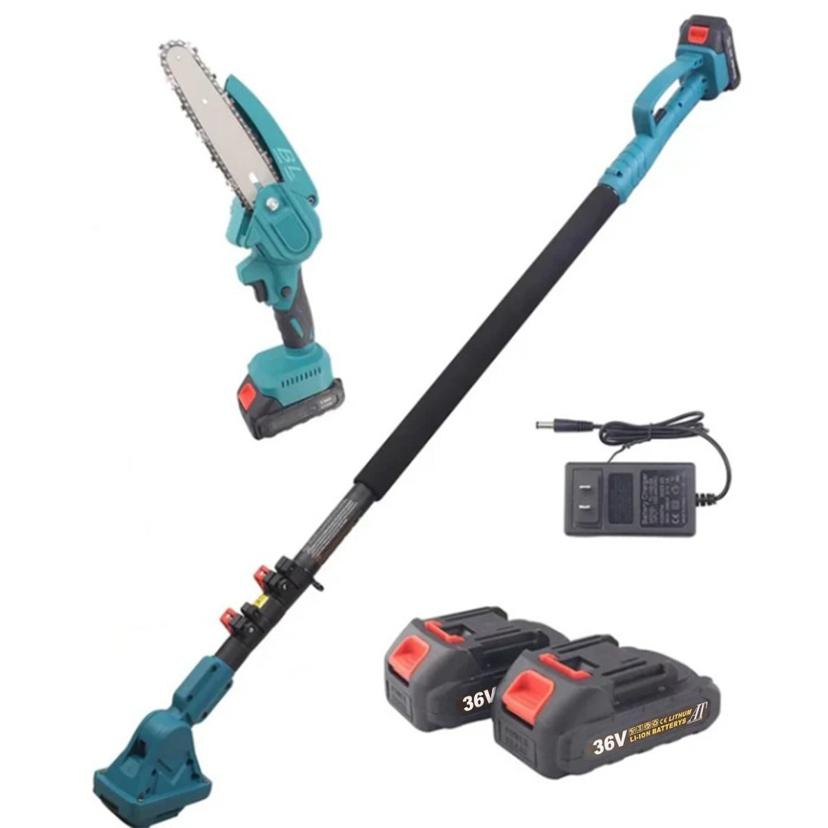 Mini Drujba AT PERFORMANCE®, 2 Acumulatori, 36V3Ah, cu Brat 2.13m Telescopic, Unghi de Taiere Reglabil