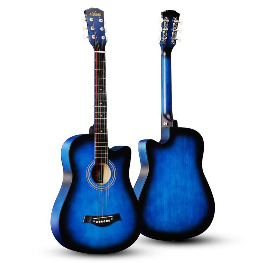Chitara Acustica Albastra - 6 Corzi Metalice 4/4,Recomandata peste 11 ani, inclusiv adulti