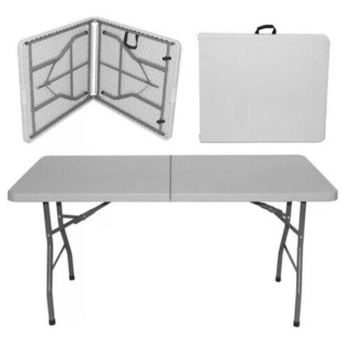 Masa plianta dreptunghiulara politilena, AT PERFORMANCE®, sigurante speciale, cadru din otel, maner transport, sustine 100 kg, 180 x 72 x 70 cm