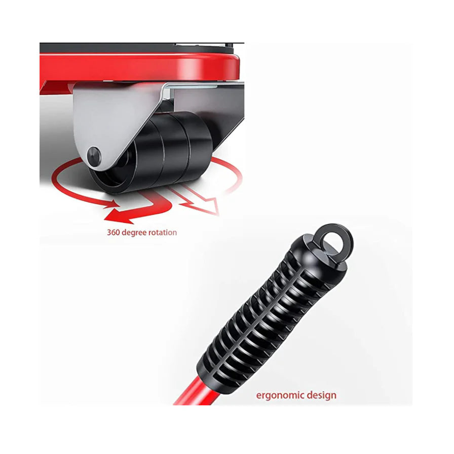 Kit complet pentru mutat si carat mobila, At Performance, reglare 360 grade, greutate maxima 200 kg, otel, Rosu