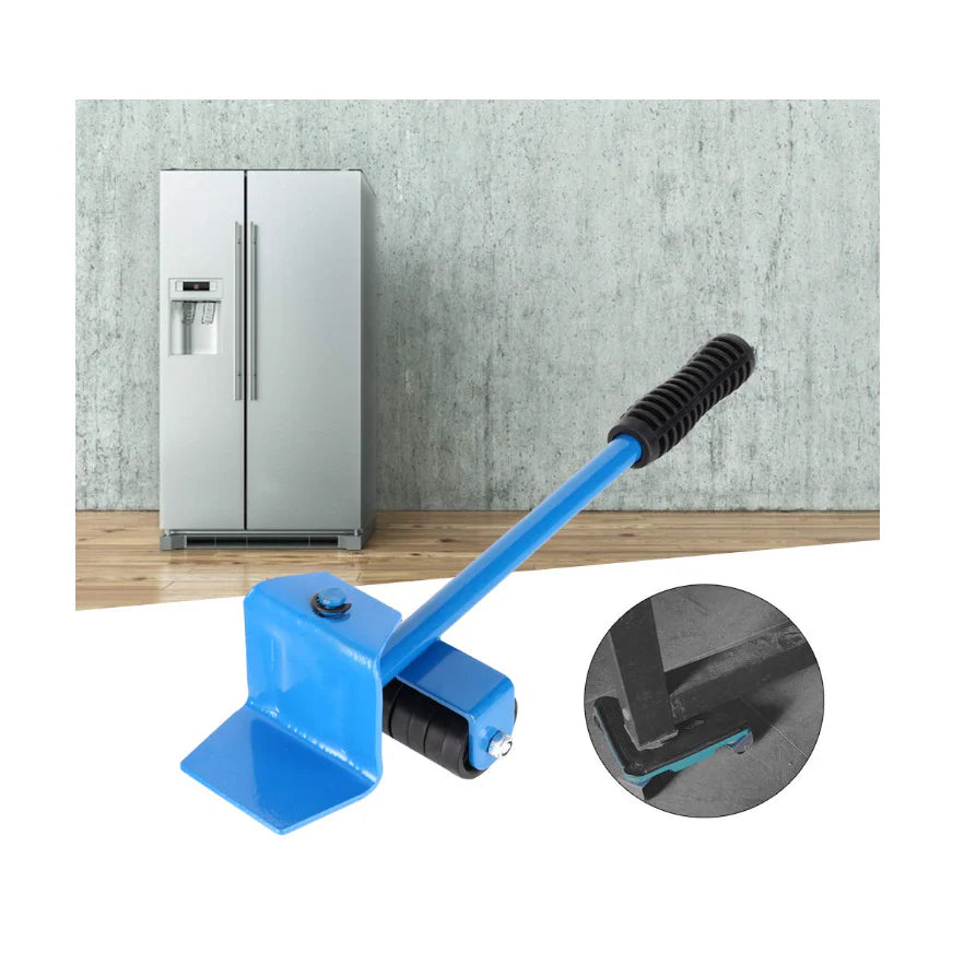 Kit complet pentru mutat si carat mobila, At Performance, reglare 360 grade, greutate maxima 200 kg, otel, albastru