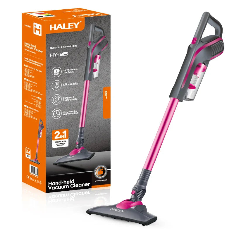 Aspirator HALEY cu băț , Aspirator pentru Covoare, de UZ Casnic, Compact, Puternic si Usor de Utilizat, Roz