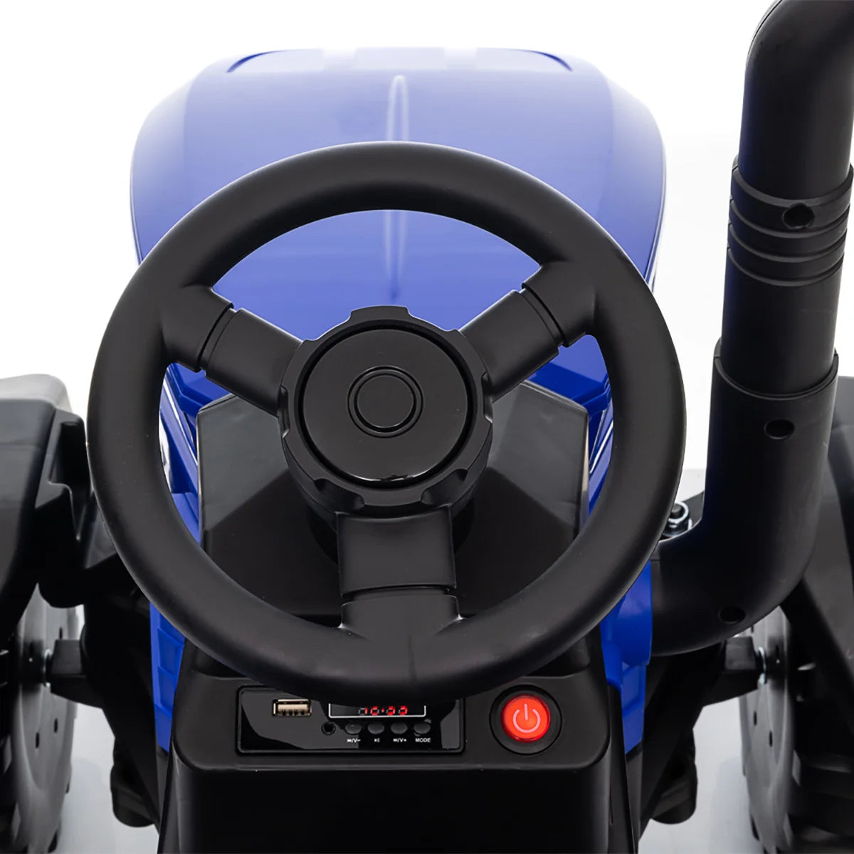 Tractor Electric cu Telecomandă pentru Copii KIDOO, cu Remorcă și Gard, Far, Sunet Motor, Claxon, MP3/USB – 3-6 Ani