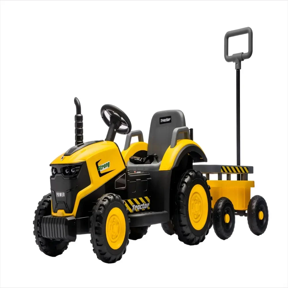 Tractor Electric KIDOO pentru Copii cu Telecomandă 2.4G, Remorcă Detașabilă, 12V 4.5Ah, 2 Motoare 380, Lumini LED, Muzică, Centură de Siguranță