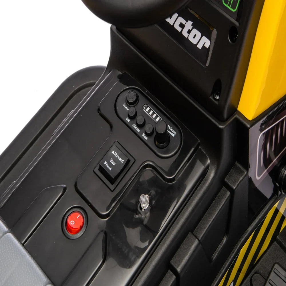 Tractor Electric KIDOO pentru Copii cu Telecomandă 2.4G, Remorcă Detașabilă, 12V 4.5Ah, 2 Motoare 380, Lumini LED, Muzică, Centură de Siguranță