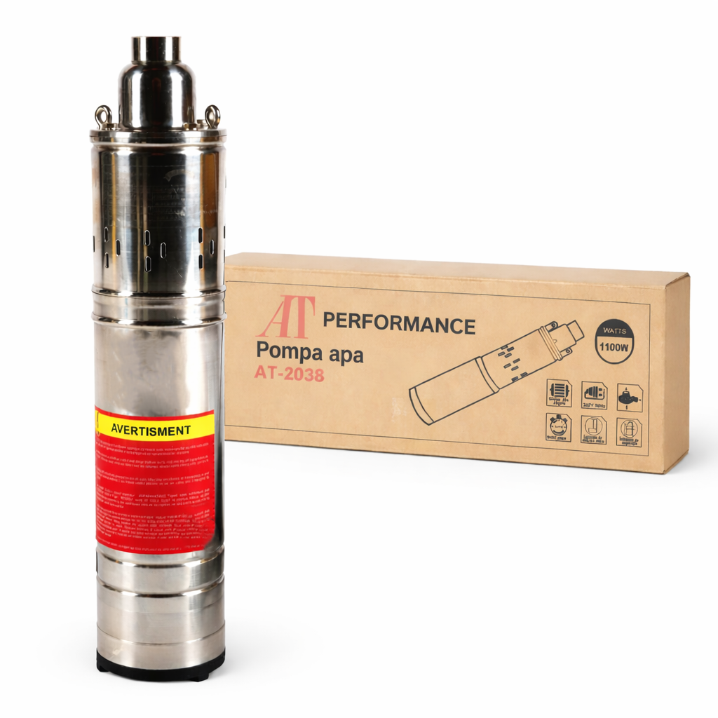 Pompă Submersibilă Apă Murdară AT-2038, 1100W, 1.5HP, Debit 3.6 m³/h, Adâncime 120m, Inox