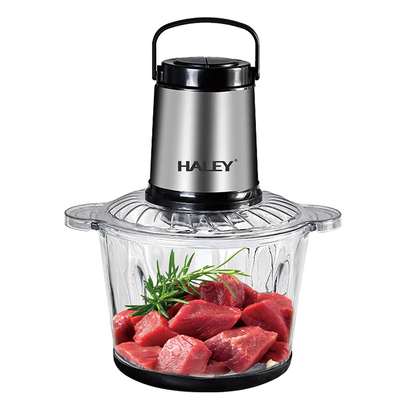 Tocator Electric Haley® 500W, 4 Lame din Oțel Inoxidabil, Recipient Sticlă 3L, 2 Viteze Reglabile, Design Auriu/Negru