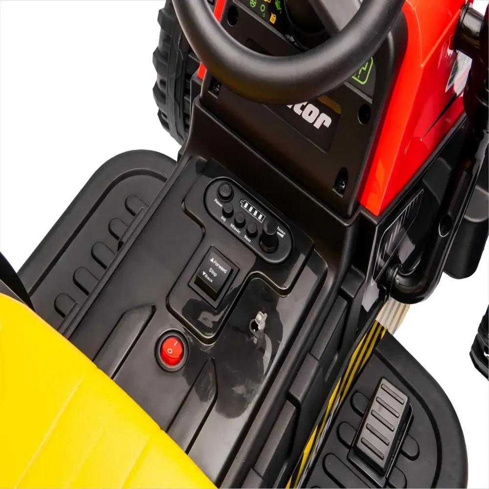 Tractor Electric KIDOO pentru Copii cu Telecomandă 2.4G, Remorcă Detașabilă, 12V 4.5Ah, 2 Motoare 380, Lumini LED, Muzică, Centură de Siguranță