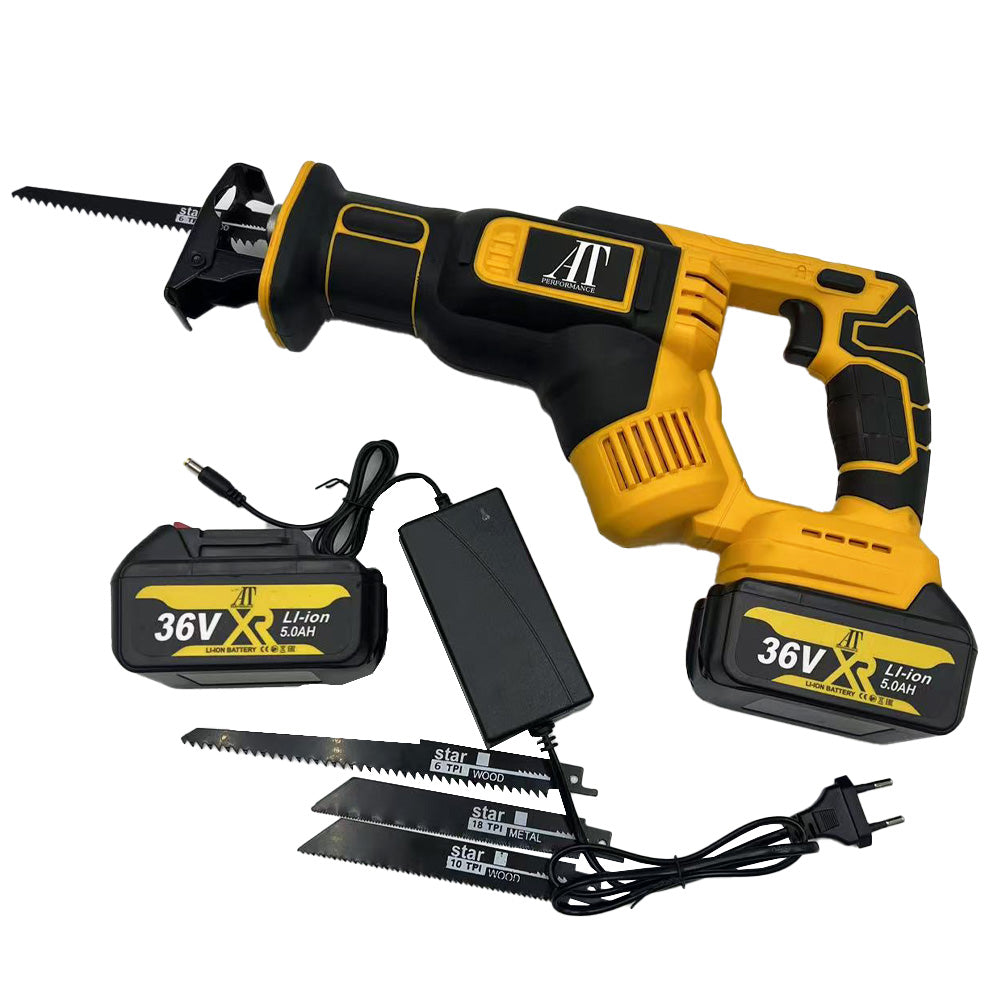 Fierăstrău Electric Alternativ AT PERFORMANCE® 3000RPM, 2 Acumulatori 36V, Tăiere Lemn și Metal, Cuplu Mare, Negru/Albastru