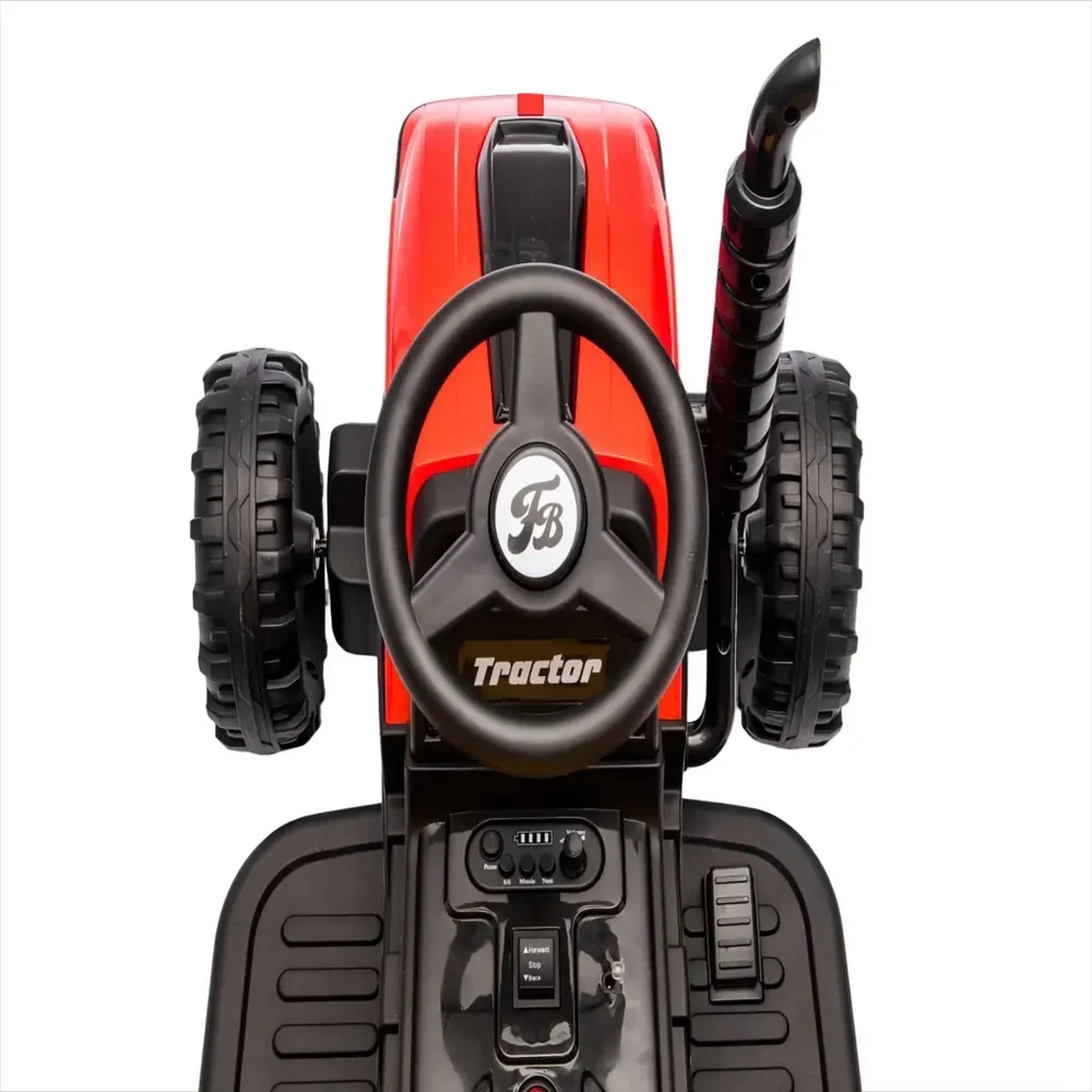 Tractor Electric KIDOO pentru Copii cu Telecomandă 2.4G, Remorcă Detașabilă, 12V 4.5Ah, 2 Motoare 380, Lumini LED, Muzică, Centură de Siguranță