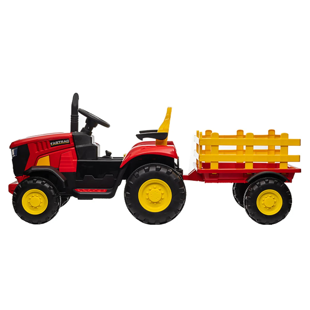 Tractor Electric cu Telecomandă pentru Copii KIDOO, cu Remorcă și Gard, Far, Sunet Motor, Claxon, MP3/USB – 3-6 Ani