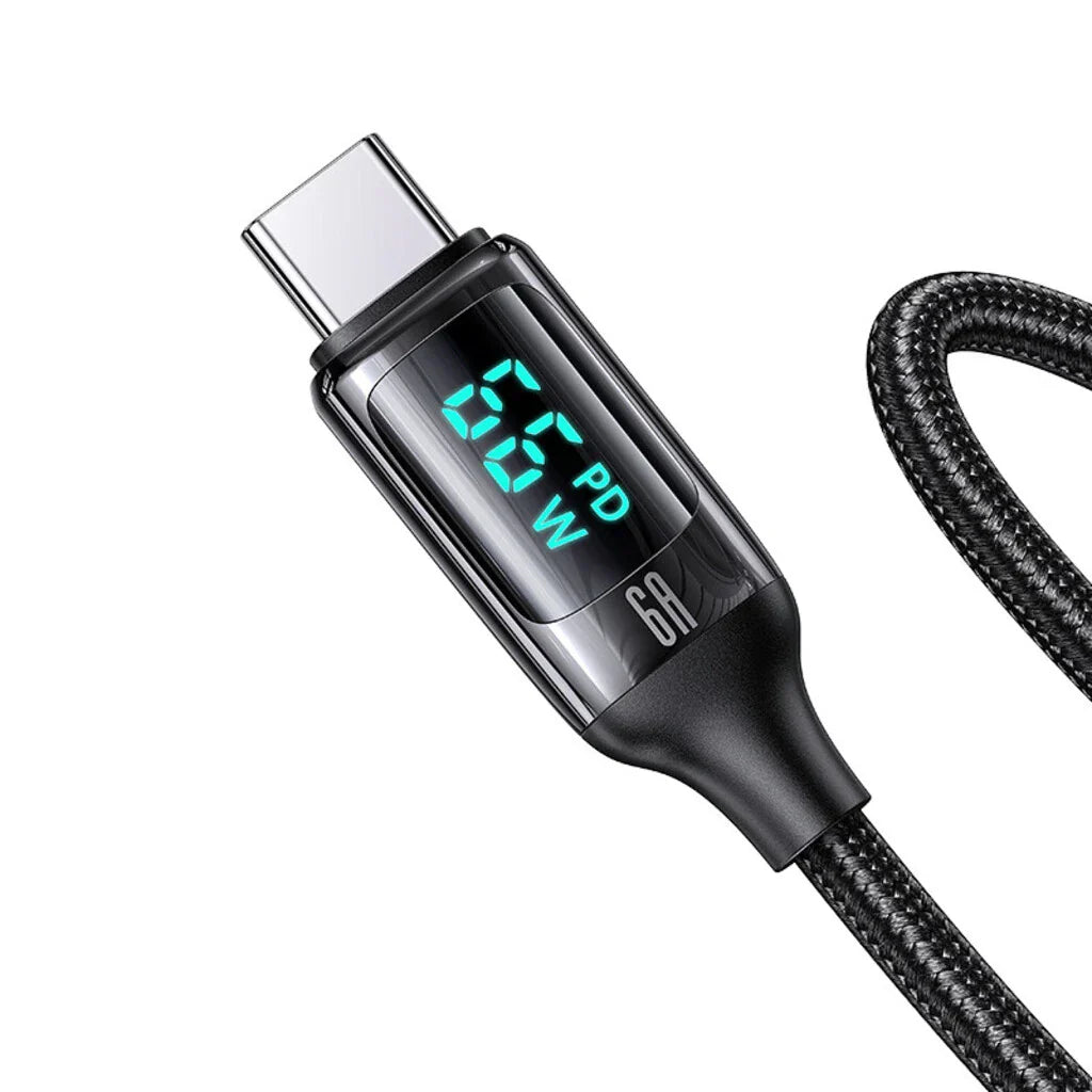 Cablu de Încărcare și Transfer Date USAMS cu Display Digital LED, 1.2m, 6A, 65W