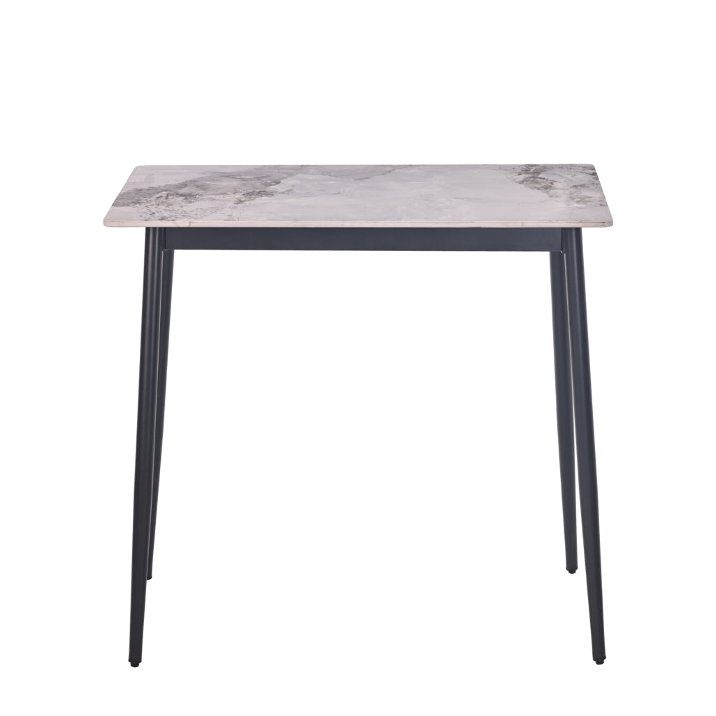 Set masă dining cu 4 scaune, blat sintered stone gri și catifea, 120x70 cm