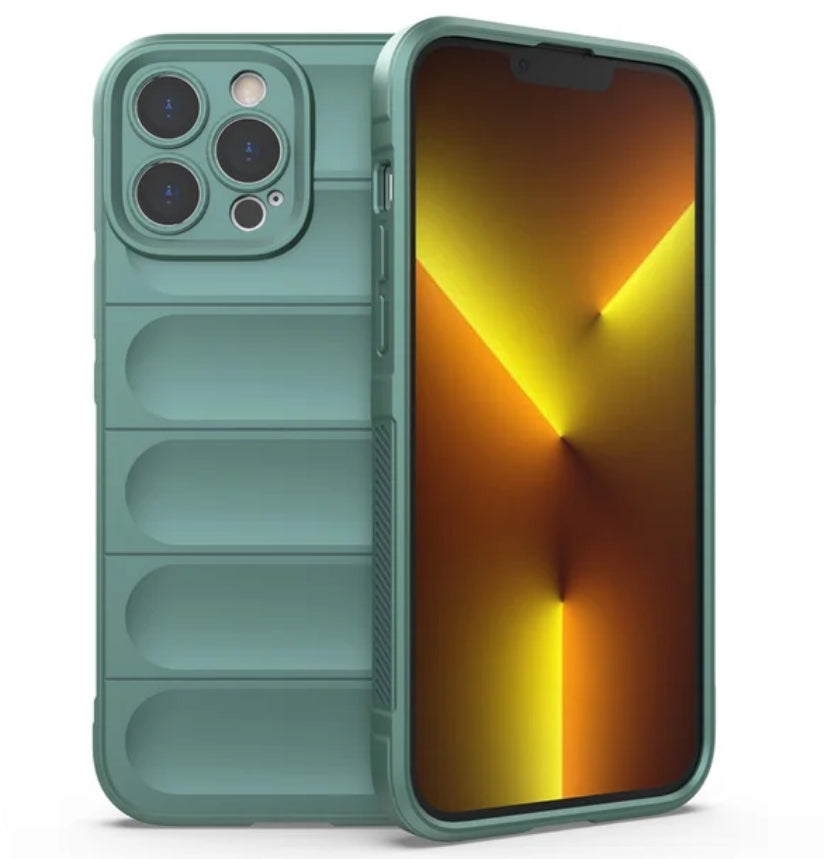 Husa Wave, pentru iPhone 16, Microfiber, Grip Anti-Shock, TPU, Deep GREEN