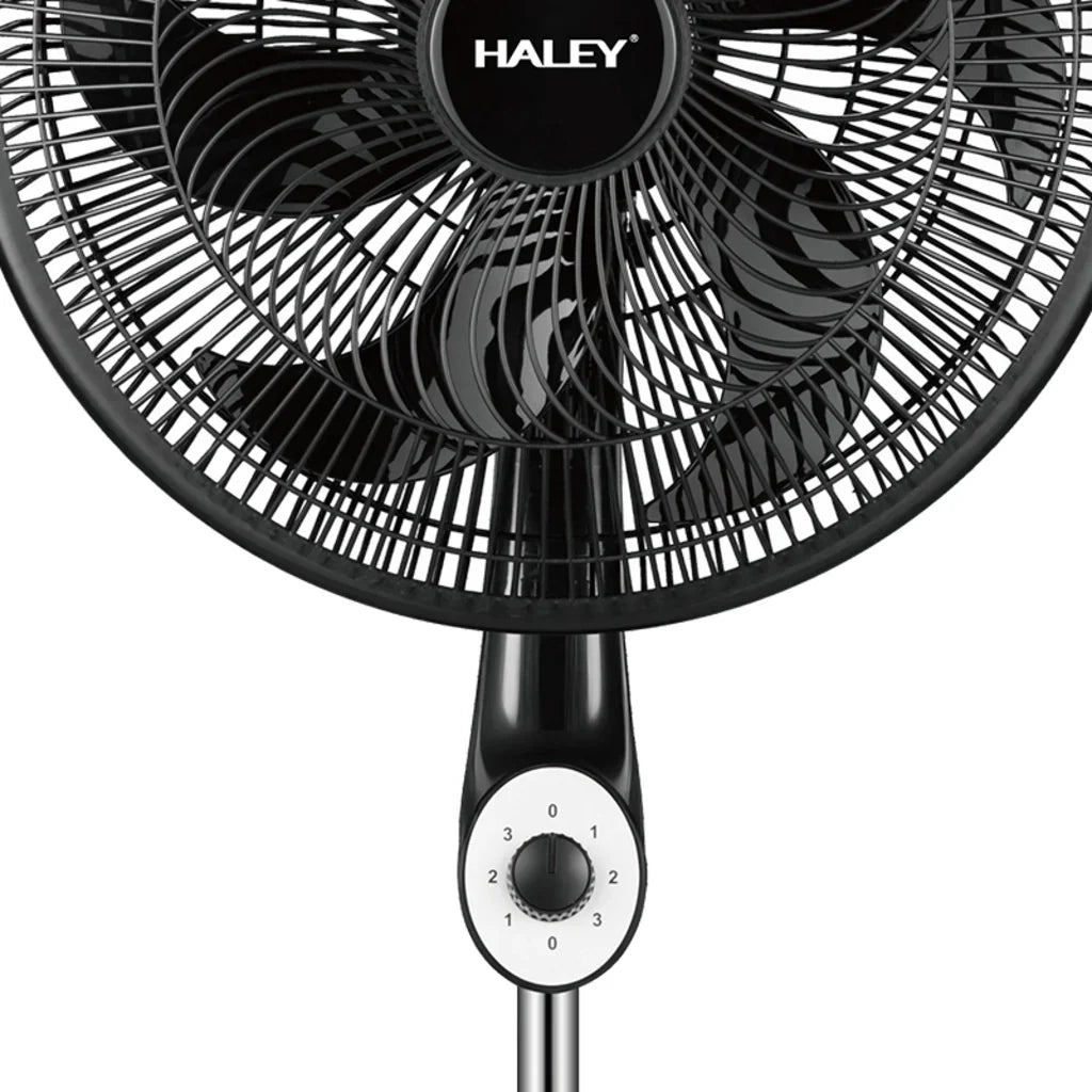 Ventilator cu Picior HALEY HY-6016, 18 Inch, 6 Pale, 3 în 1 (Podea/Masă), 3 Trepte de Viteză, Oscilație Orizontală, Înălțime Reglabilă, Motor Puternic și Silențios, Negru