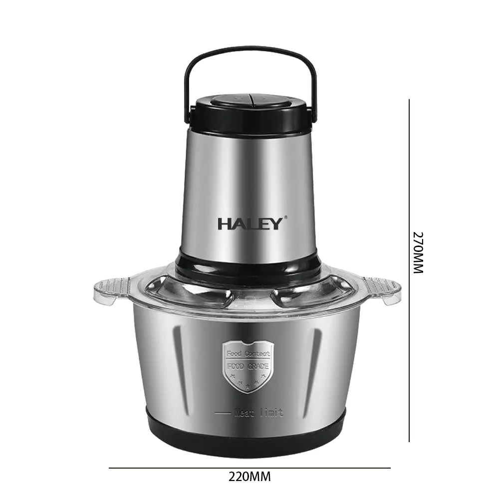 Tocător de alimente HALEY HY-1225 – Putere de 500W și vas de 2L din inox pentru tocare rapidă și eficientă