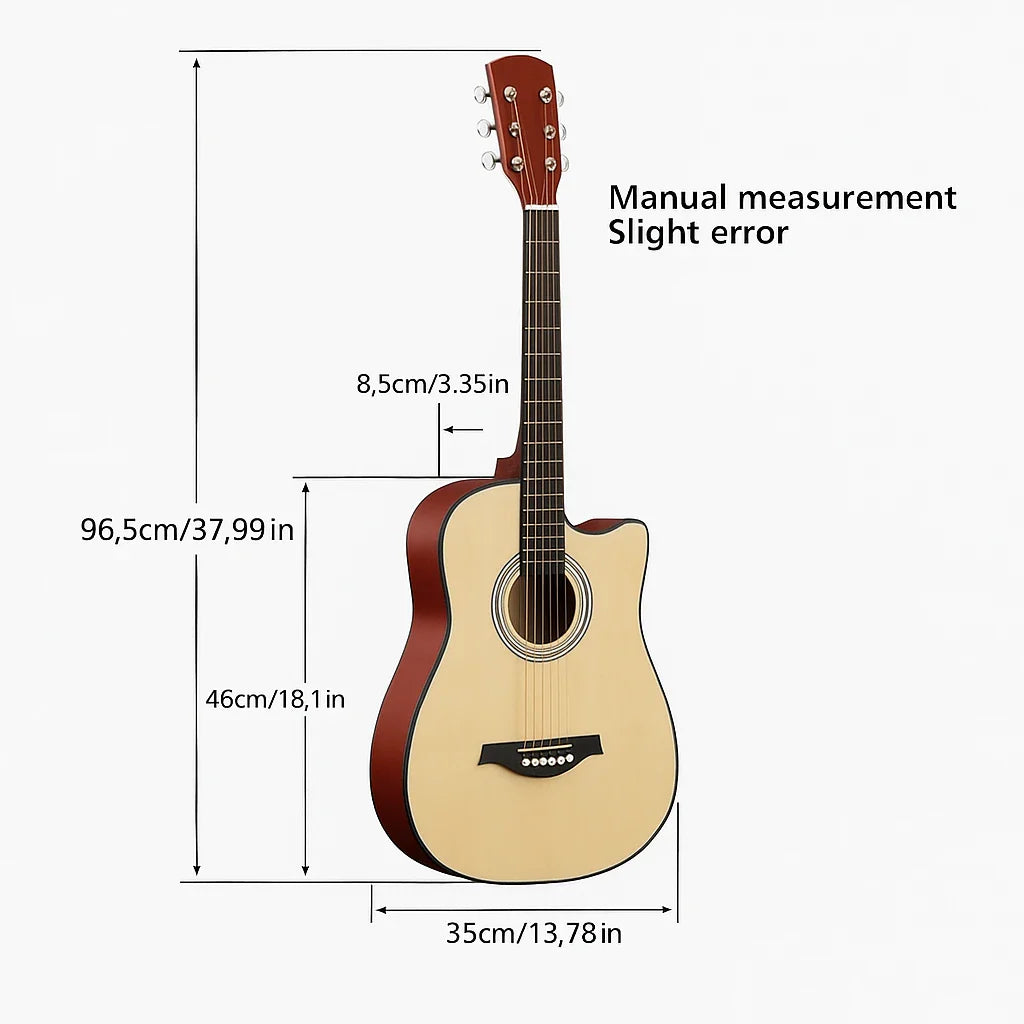 Chitară acustică 4/4 din lemn natural – model clasic sunet cald și clar
