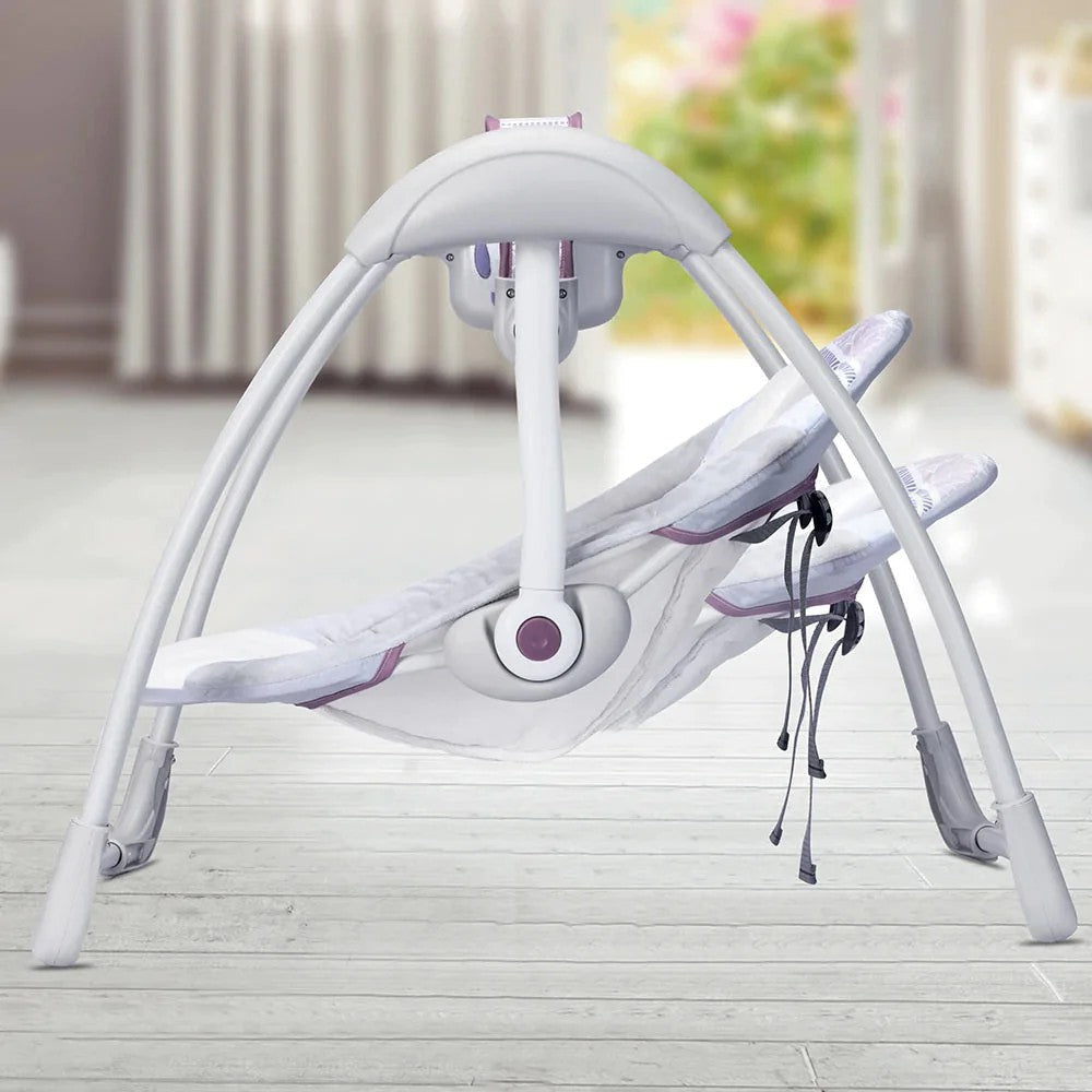 Leagan Electric pentru bebelusi, MASTELA, Cu 7 melodii, 3 sunete naturale, 2 pozitii de reglare scaun, Gri
