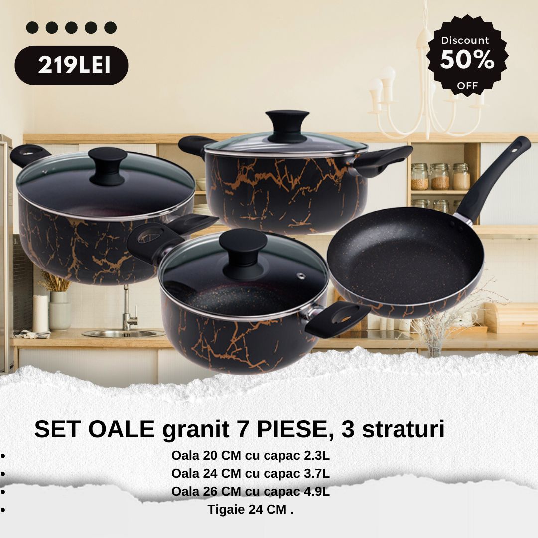 Set gatit antiaderent 7 piese GRANIT
