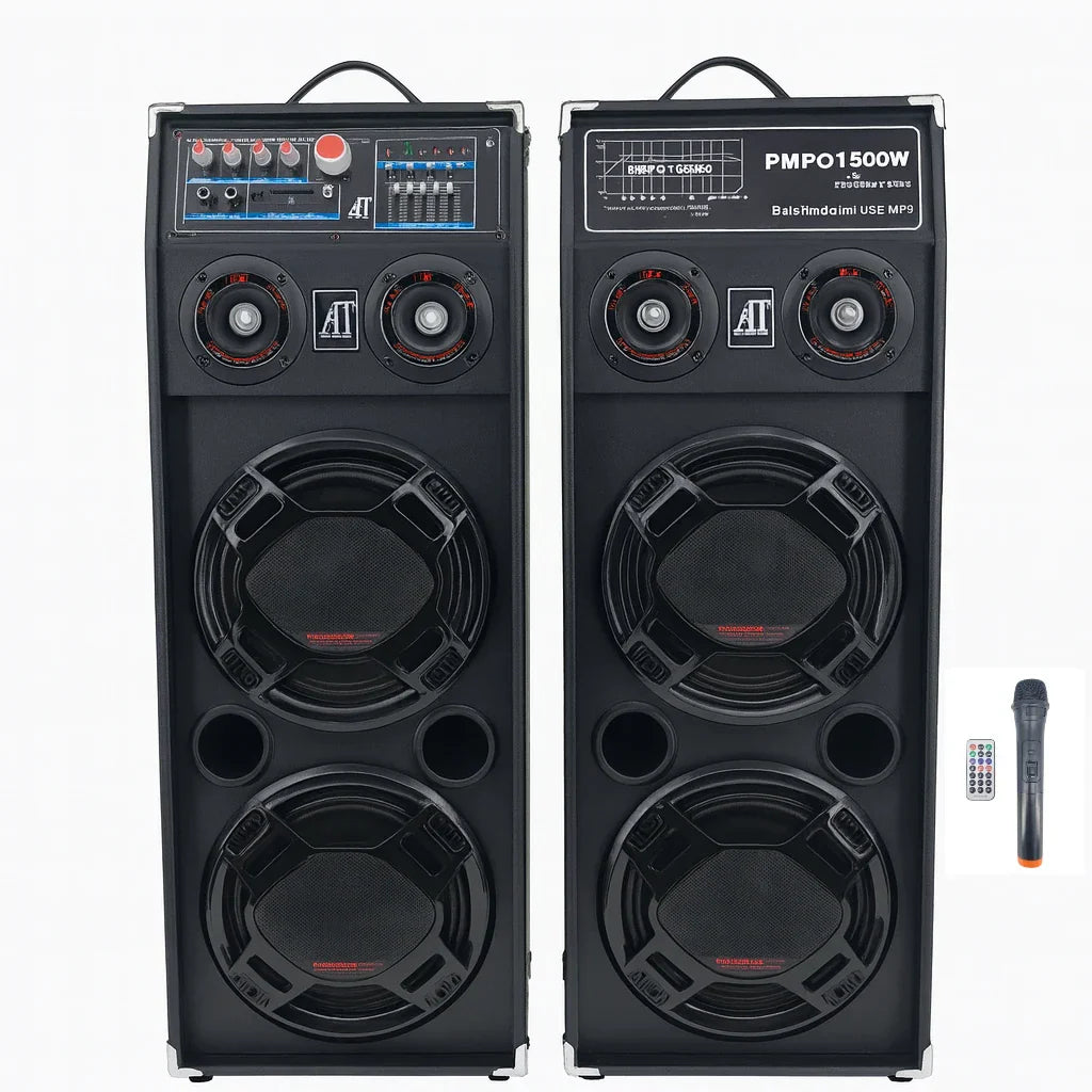 Boxe Profesionale AT Performance AT-2304, 1500W, Bluetooth, USB, FM, Microfon Wireless