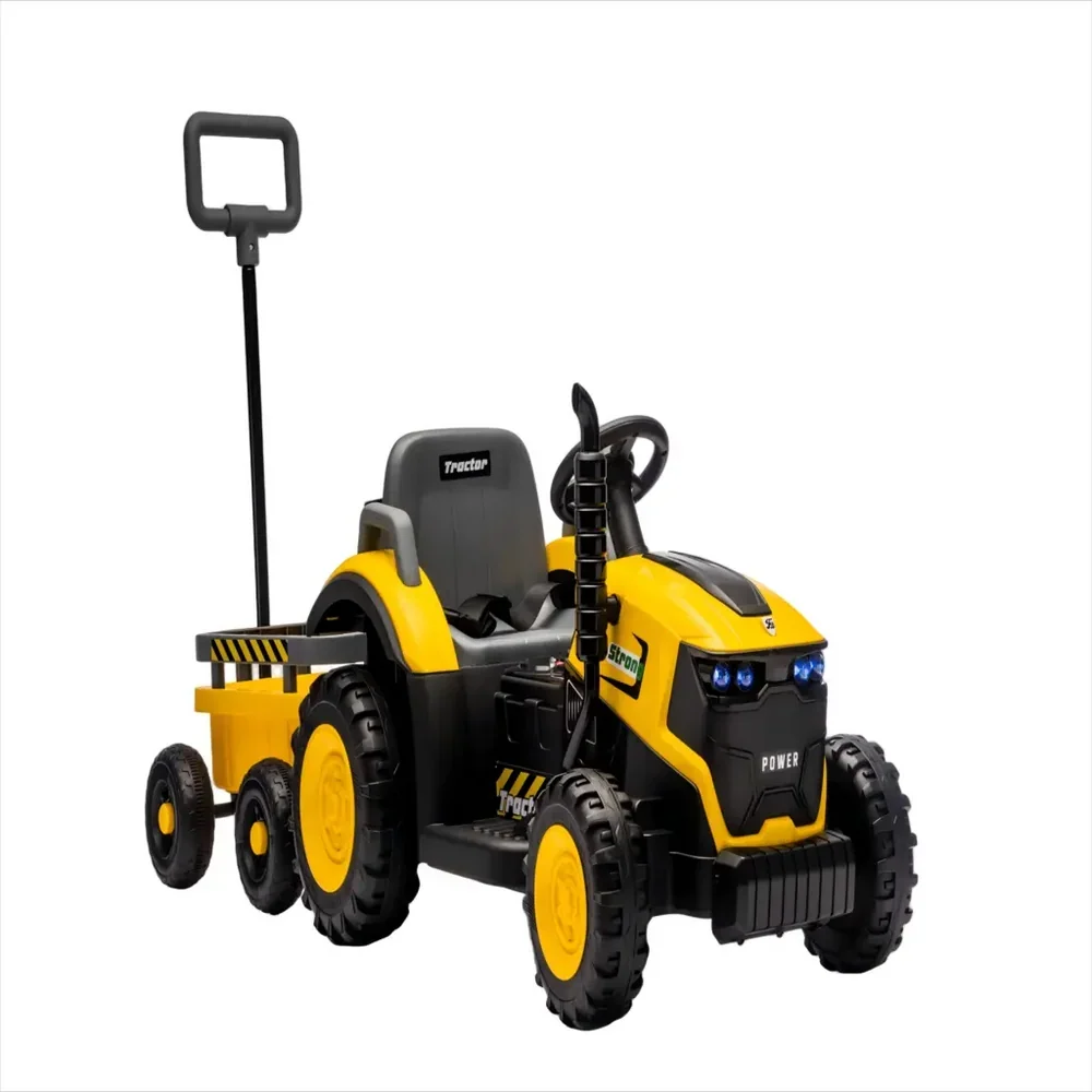 Tractor Electric KIDOO pentru Copii cu Telecomandă 2.4G, Remorcă Detașabilă, 12V 4.5Ah, 2 Motoare 380, Lumini LED, Muzică, Centură de Siguranță