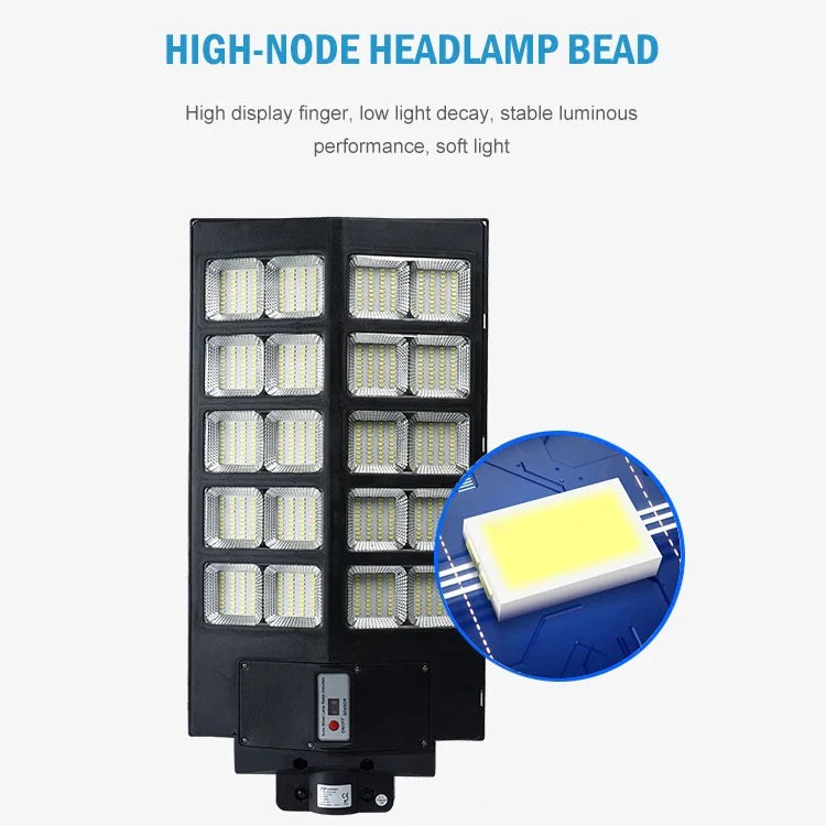 Lampă Solară LED HNY 800W cu Panou Fotovoltaic, Telecomandă, IP65, 6500K