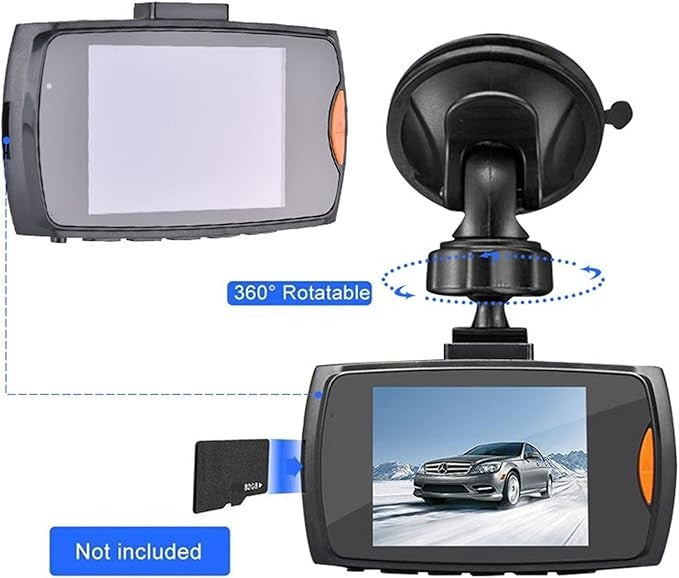 Cameră Auto DVR AT PERFORMANCE® 360° Full HD 1080P, Viziune Nocturnă, G-Sensor, Loop Recording, Mini Dash Cam cu Detecție Mișcare – Fără Card