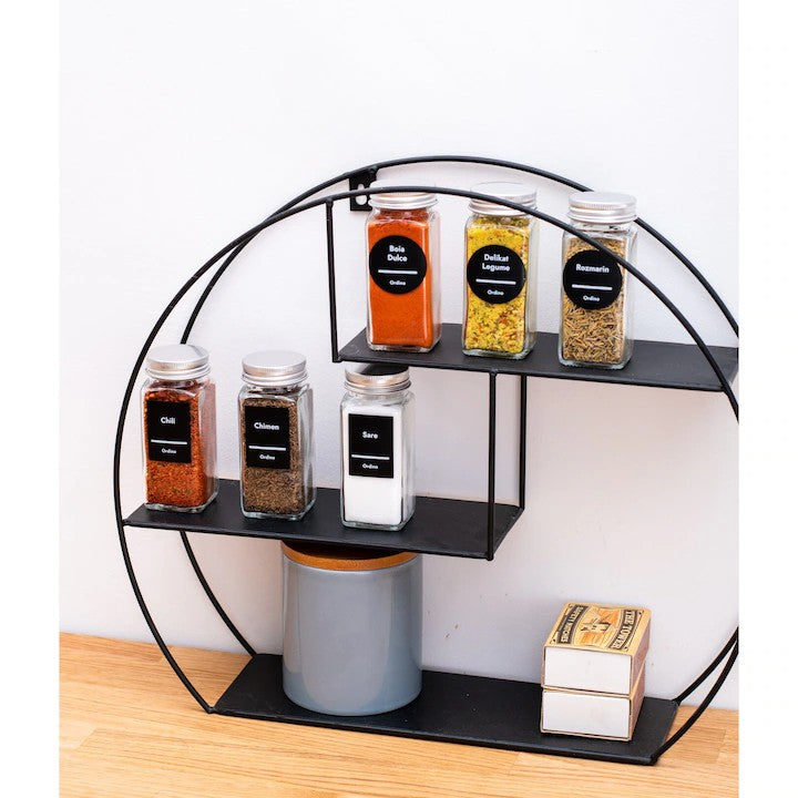 Set 24 Sticluțe Condimente AT PERFORMANCE® – Sticlă cu Capac Aluminiu, Etichete RO, Palnie, Marker și Periuță