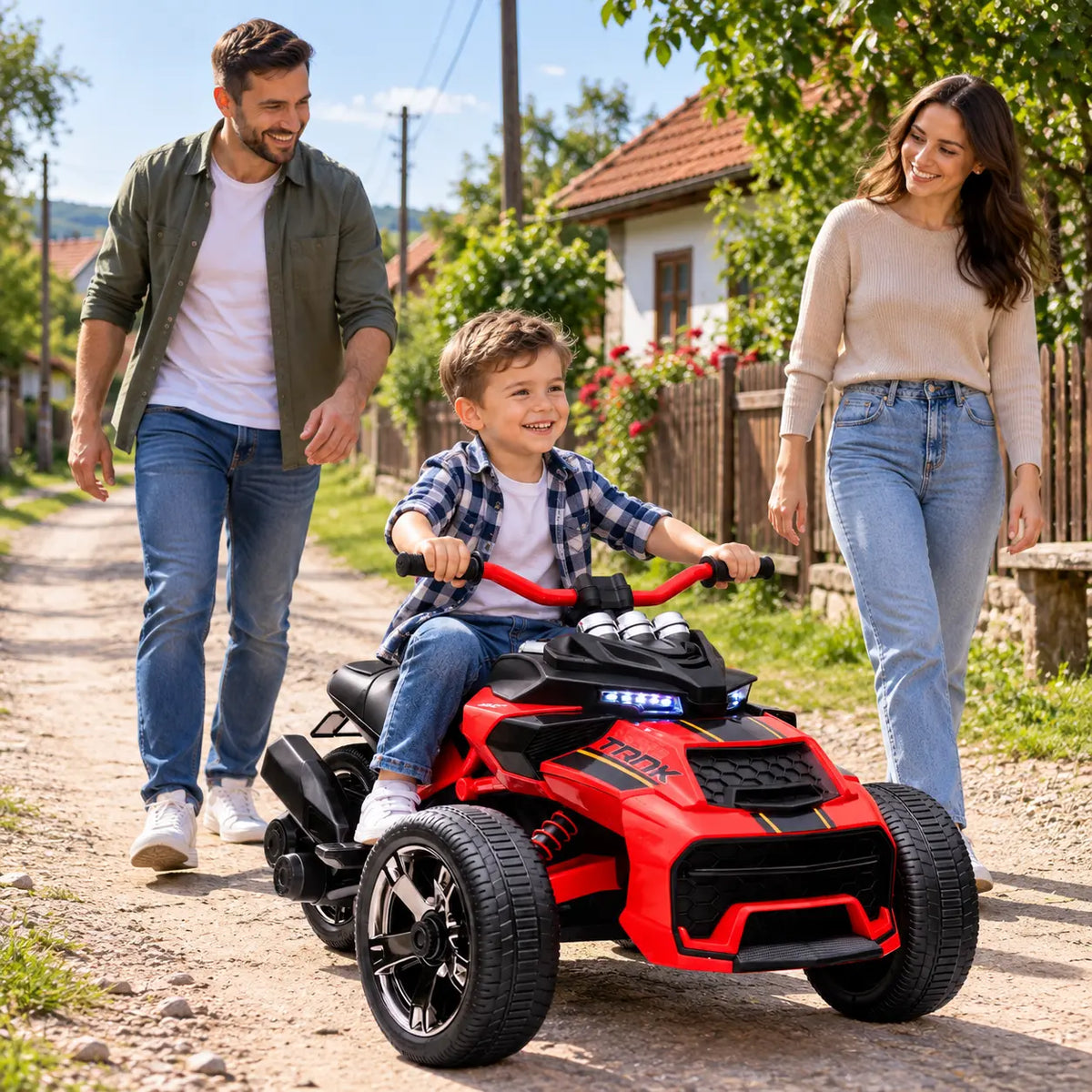 ATV Electric pentru Copii KIDOO®, 12V, Telecomandă Parentală cu Frână, 3 Trepte de Viteză, 3–7 km/h, Lumini, Sarcină Max. 30 kg