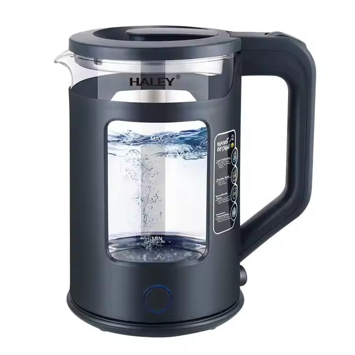 Fierbător de apă HALEY, 1800W, Portabil, din Sticlă de 2L, Oțel Inoxidabil