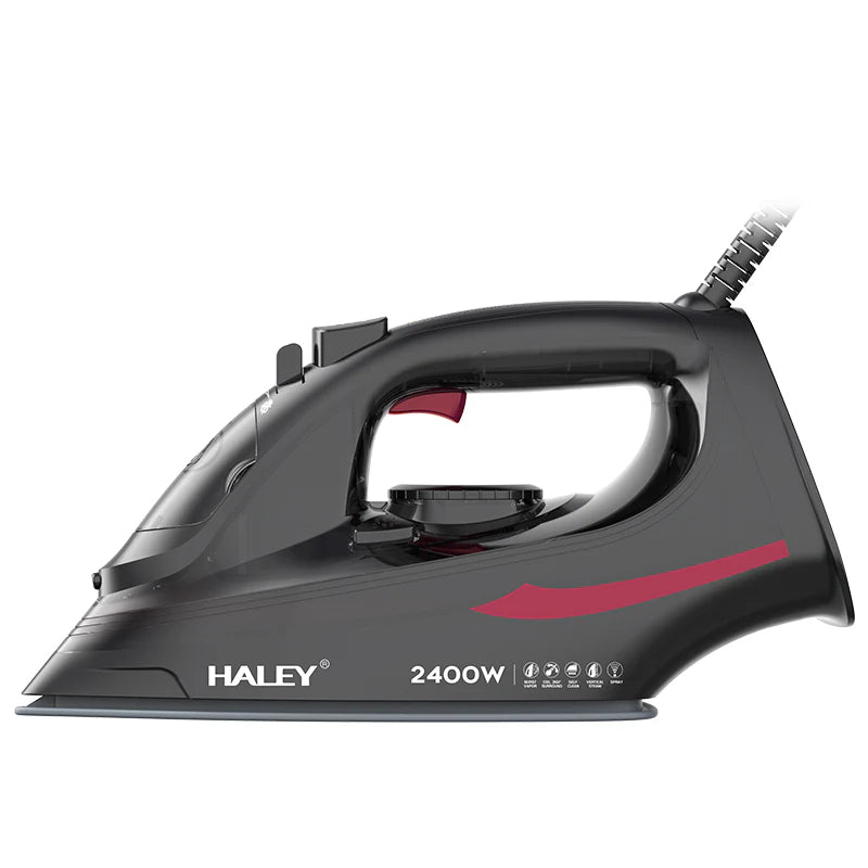 Fier de călcat cu abur HALEY® HY-2060, 2400W, Talpă ceramică, Abur vertical, Auto-curățare,  Negru
