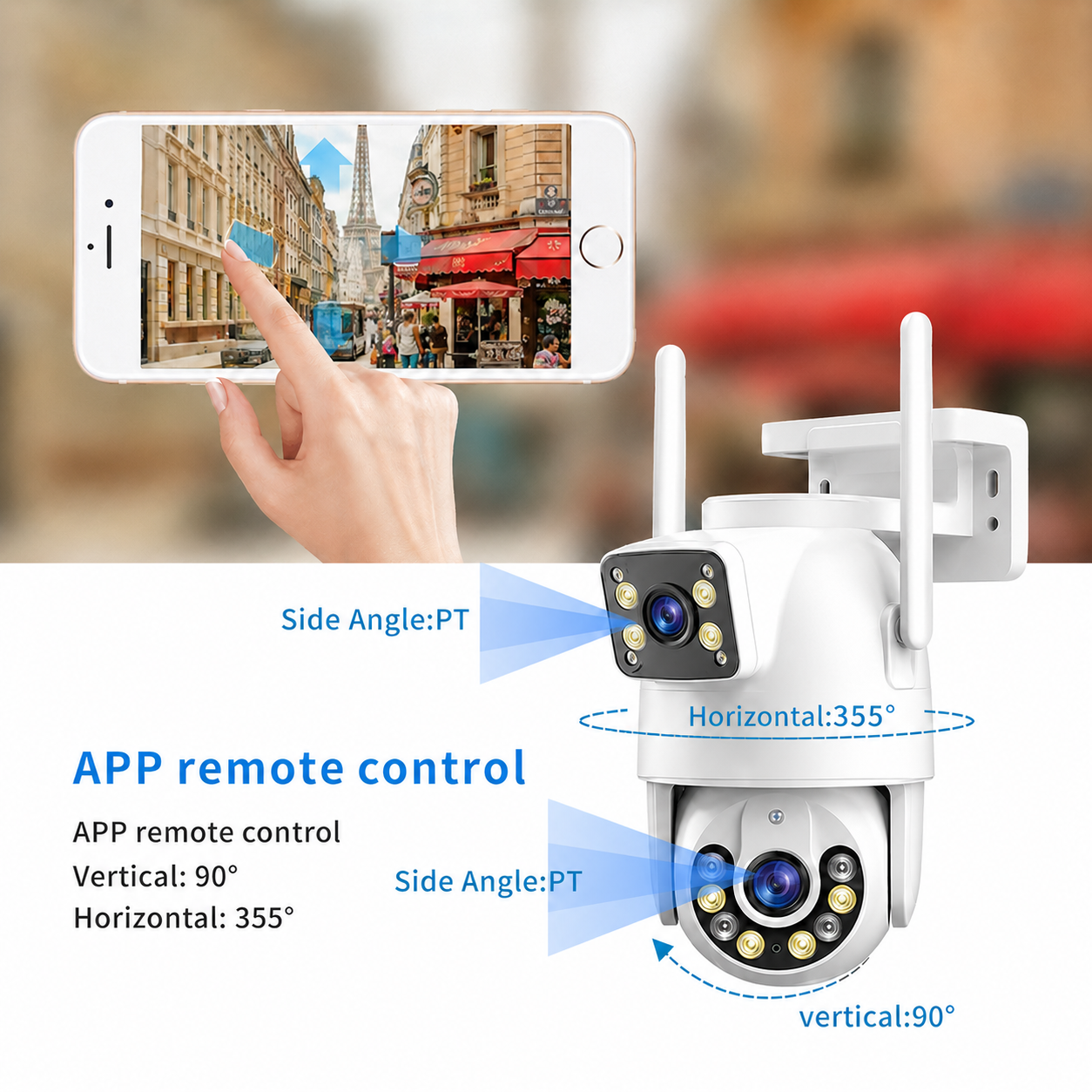 Cameră de Supraveghere IP WiFi HNY 6MP 4K, Rotire 355°, Detectare Umană, Recunoaștere Facială, IP66, Card 32GB Inclus