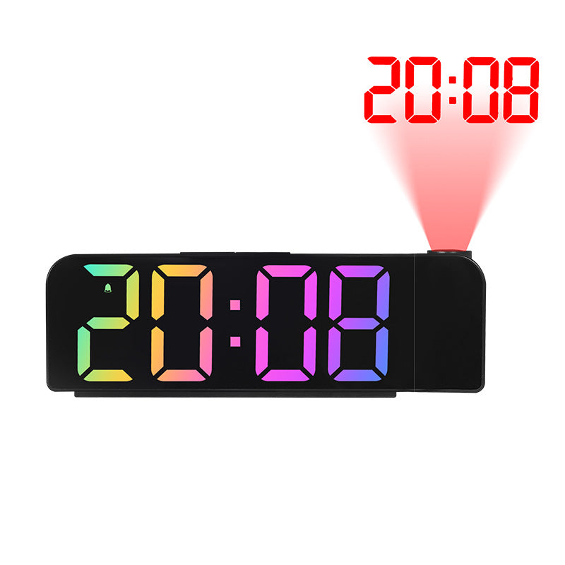 Ceas digital cu afisaj LED AT PERFORMANCE®, cu funtie de alarma si intensitate reglabila, proiector rotativ cu ora, Negru.